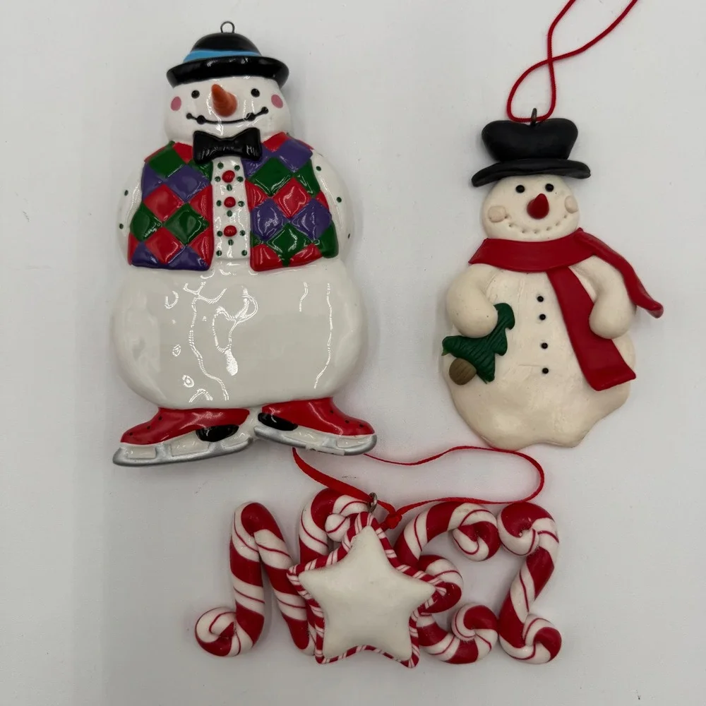 Vintage Christmas Ornament Mixed Lot 13pc Snowman Santa Drums Nutcracker 90s